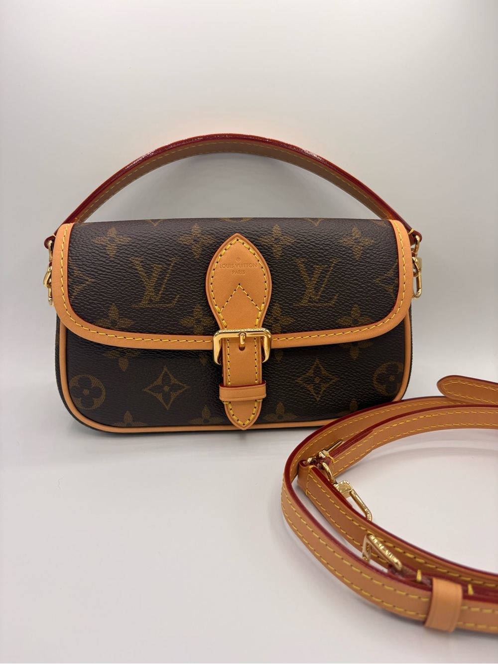 NEW Louis Vuitton Nano Diane Monogram Bag with Shoulder Strap and COA